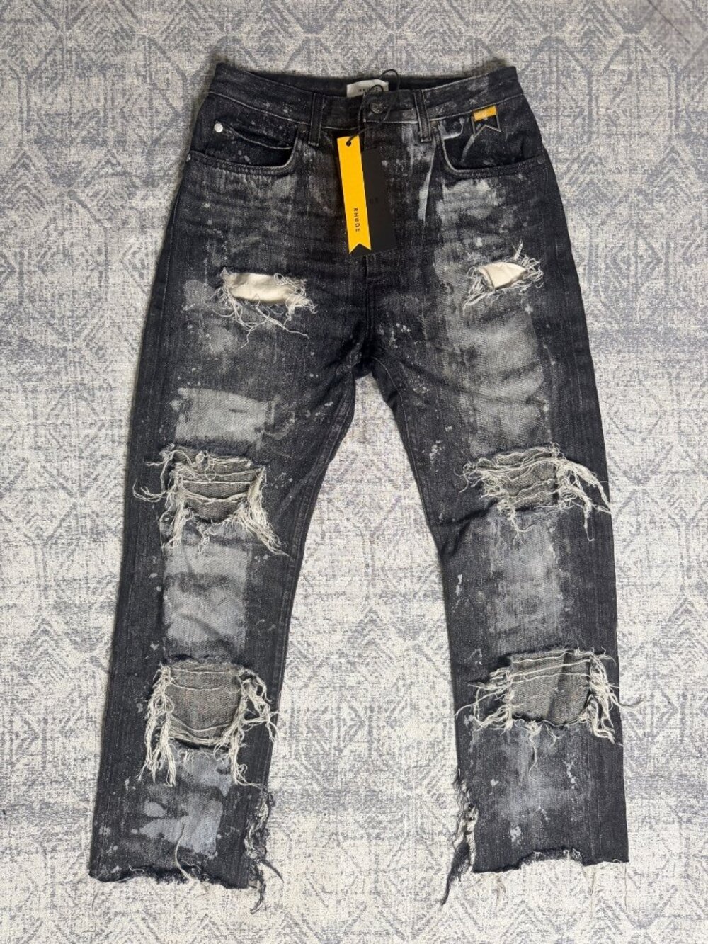 Rhude x Dro Lab Custom 1/1 Reworked Embellished Thrashed Rhude Washed Denim